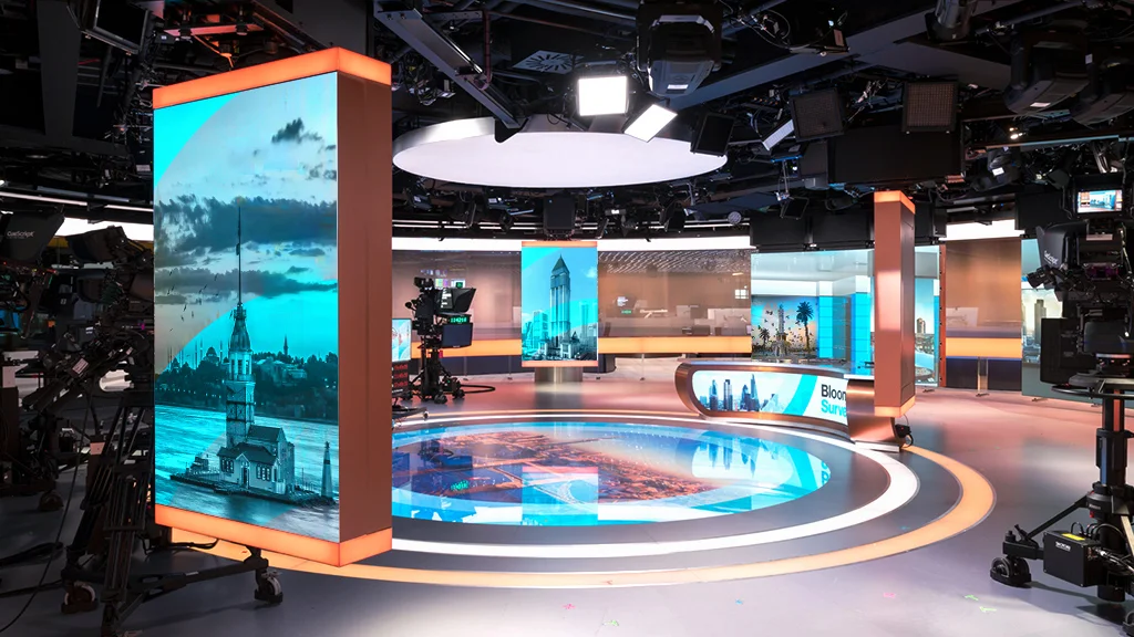 news broadcast studio